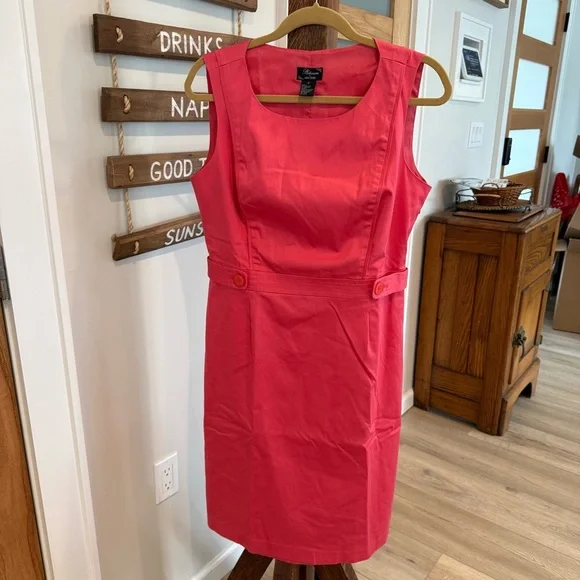 Larry Levine Platinum Cotton Stretch Elegant Pink Sleeveless Dress Size 10 EUC - Picture 1 of 8